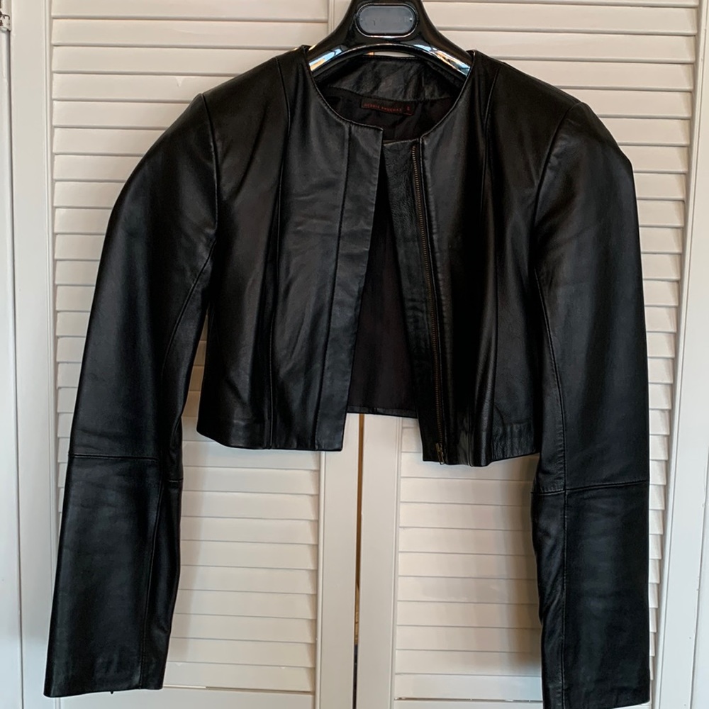 Cropped Black Bolero Leather Jacket - Women's Leather Jacket